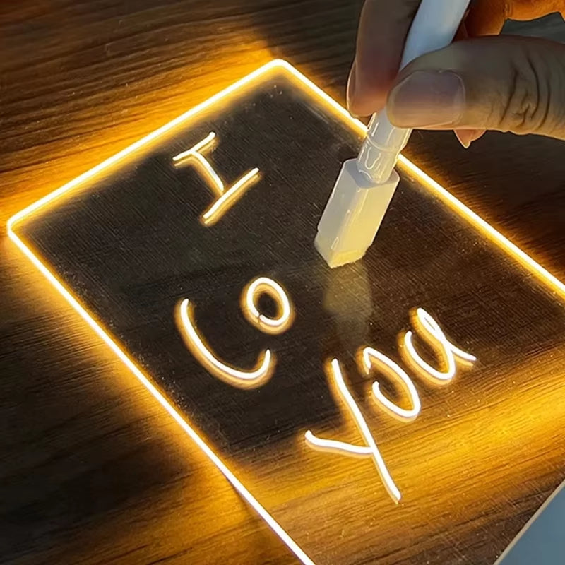 LED Night Light Note Board Message Board with Pen USB Power Decor Night Lamp Gift for Children Girlfriend Decorative Night Lamp